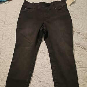 Duluth Women's High Rise 5 Pocket Skinny Black Jeans in Short Length